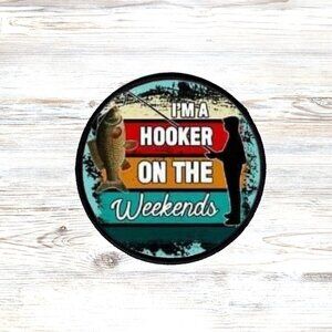 Hooker Fishing Mens Sublimation DYI Fabric Hat Patch Glue Iron On Sew Hat Patch